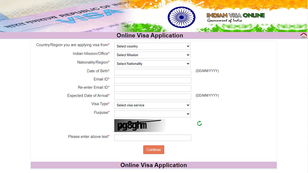 Indian visa application form online