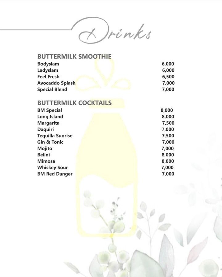 Buttermilk menu