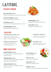 Latitude Cafe menu